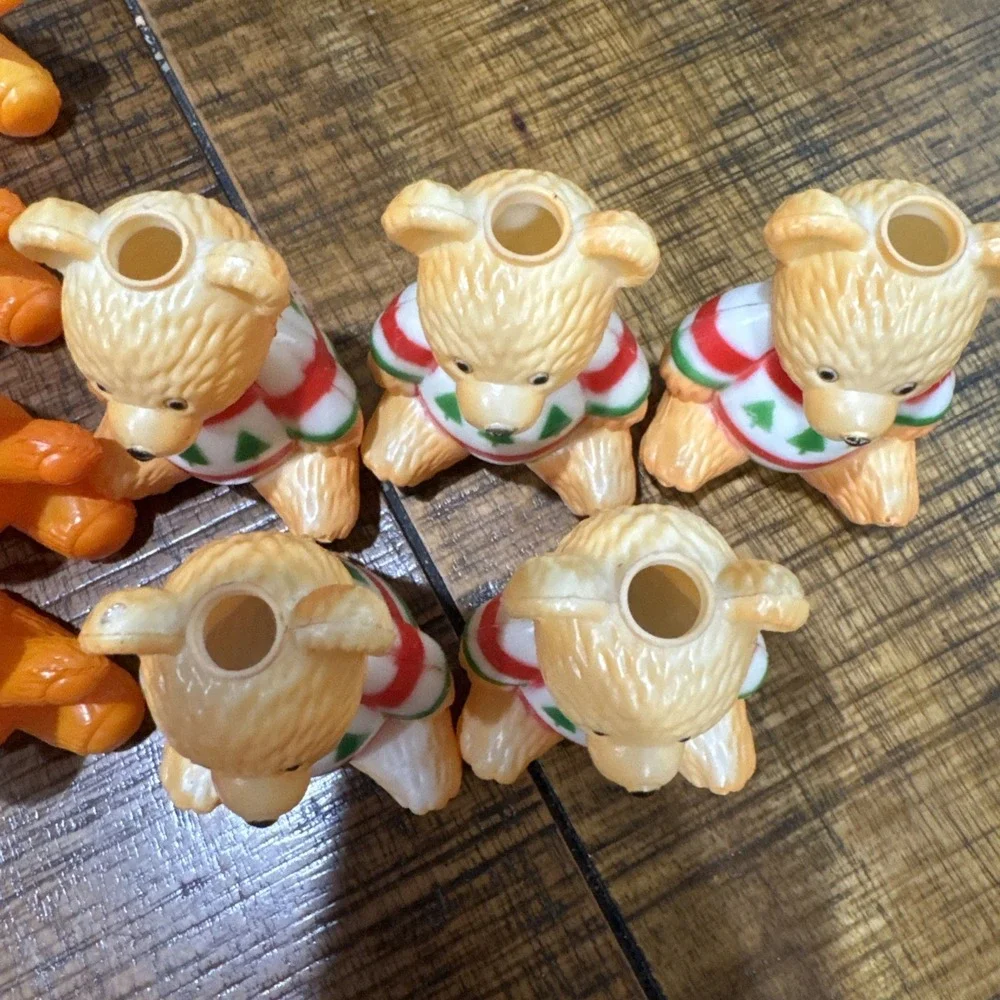 13 VTG‎ Christmas Blow Mold String Light Covers Teddy Bears